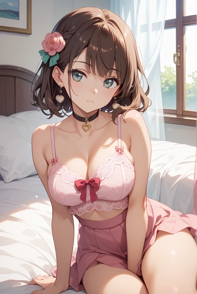 (((whole body))),(masterpiece:1.3, Highest quality, Ultra-high resolution, Super detailed), (Realistic, photoRealistic:1.4), Beautiful illustrations, Perfect lighting, colorful, Depth of written boundary, Beautiful detailed hair, Beautifully detailed face, Beautiful fine details, Beautiful clavicle, Beautiful body, Beautiful breasts, Beautiful thighs, Beautiful feet, Beautiful fingers, View your viewers, 1 girl, Perfect Face, (Perfect Anatomy, Anatomically correct), Cute and symmetrical face, Baby Face, , Shiny skin, (Brown Hair), Hair between the eyes, Dark green eyes, Droopy eyes, Big eyes, Long Eyelashes, (((Luxury underwear)))、((Red floral underwear))),(bra、Embroidery pattern)、(((panties、Embroidery pattern)))、(Beautiful views), Bright lighting、smile、laughing,(((semen)))、(((whole bodyが見えている))) ,((City)),((morning))、(full body:1.3) ,(((ponytail)))