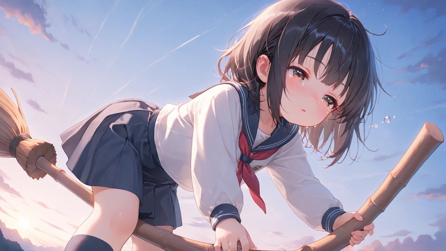Highest quality、High resolution、Detailed Background、(Beautiful face in every detail:1.4)、Highly detailed face、(Detailed eyes:1.3)、Teenage beauty、Anatomically correct、Normal number of fingers、(Huge breasts:1.2)、Attractive thighs、Perfect body line、Braided bob cut、ponytail、Braided twin tails、Shiny navy blue sailor suit、White sailor collar、Checkered pleated skirt、White Stockings、No sleeve、Show your side、Cute gestures、Look at me with cold eyes、Panty shot、(underboob:1.3)、(A girl squatting with a landmark in the background:1.5)、Shoot from below、Tower of London、Buckingham Palace、cute