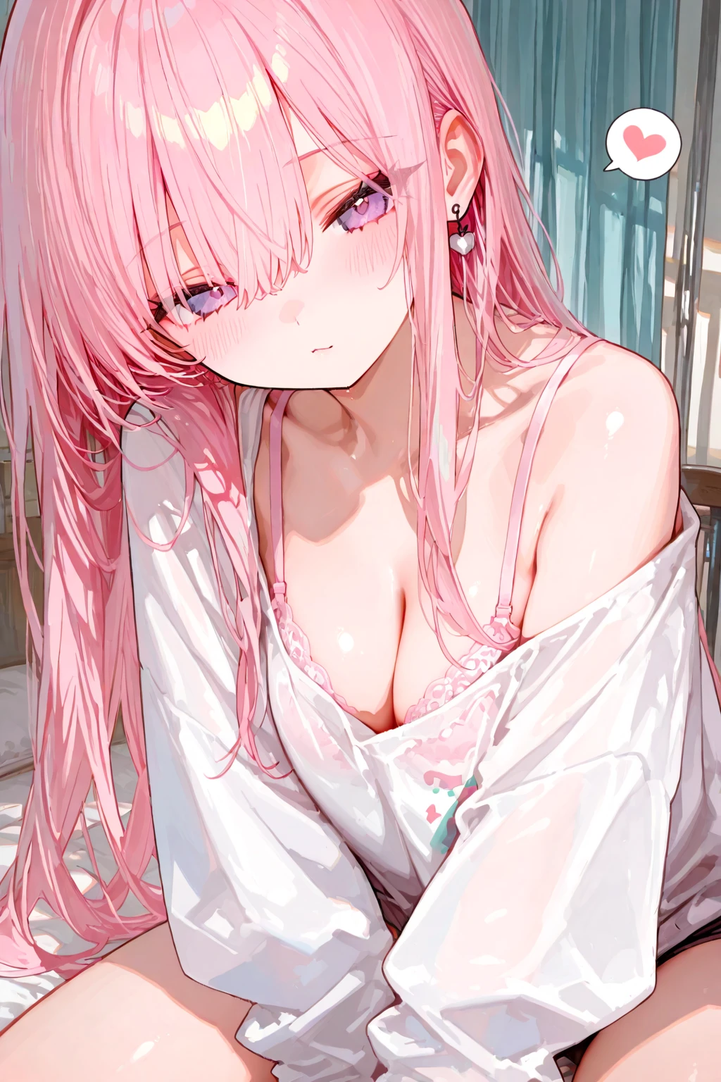 The naked pink-haired girl in the province lies on a big white bed --auto --s2