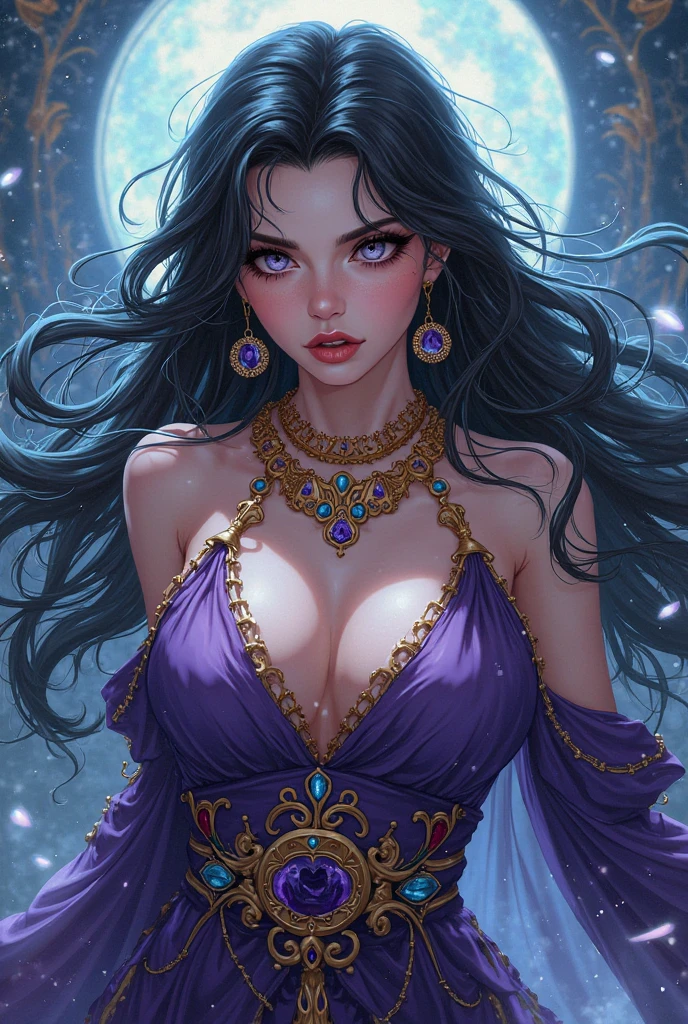 Nyvi estephan, sexy mage, beautiful detailed eyes, beautiful detailed lips, extremely detailed face and features, long eyelashes, elegant intricate fantasy outfit, powerful magical energy, mystical glowing aura, cinematic lighting, dramatic colors, digital art, concept art, highly detailed, 8k, photorealistic, masterpiece