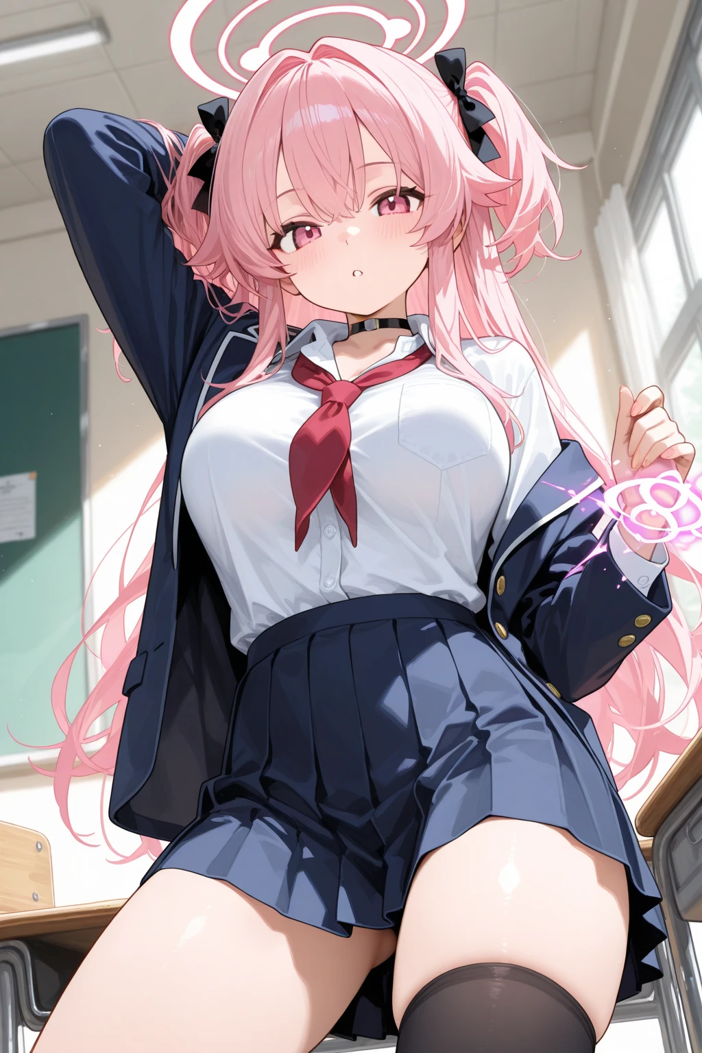 (masterpiece, top quality, best quality, official art, beautiful and aesthetic:1.2),ultra-detailed,intricate details,amazing illustration,award-winning art,atmospheric, 
BREAK, one beautiful girl, (17 year old girl),alone,(cute系:1.5),(Chibi:0.6),(cute:1.5),(upon:0.5),break,(17 year old girl), one beautiful girl,very detailed,Colorful,best details,transparent skin,Shining beautiful skin,shy,very detailed,Colorful,best details,break,transparent skin,Shining beautiful skin,shy skin,break,(heterochromia,blue eyes,green eyes, eye highlights,first ultrafine star:1.45),star eye silhouette ,break,(pink hair, medium length:1.4),(twin braids,slightly curly hair,princess cut, crossed bangs:1.3),(big breasts,beautiful breasts,big breasts:1.5),(long eyelashes, double eyelid:1.2),alone,glowing skin, transparent skin, Shining beautiful skin,(highest quality face),(highest qualityの輝く目),(smug face,brave face:1.45) , blush your 
BREAK,arms below breasts,

BREAK, necktie, leather jacket, plaid skirt, belt, boots, black legwear,
BREAK
speeding, shouting, microphone, (holding microphone stand:1.2), (leaning forward:0.7), serious,
BREAK

Japanese flag bikini, high leg, open mouth, have a microphone, giving a speech in front of a crowd, shiny skin, battlefield ruins,

BREAK,wakame,wakame,wakame,(Cowboy Shot:1.4),

BREAK,(Blurry background:1.3),(absurderes, hight resolution, Super Detail Art),cel shading,Clear Color, Lonely optical effect, Beautiful pictures, Bright glow, mystic atmosphere,(Close-up of girl:1.1), Mystical light particle effect,manga influence, clean line drawings,