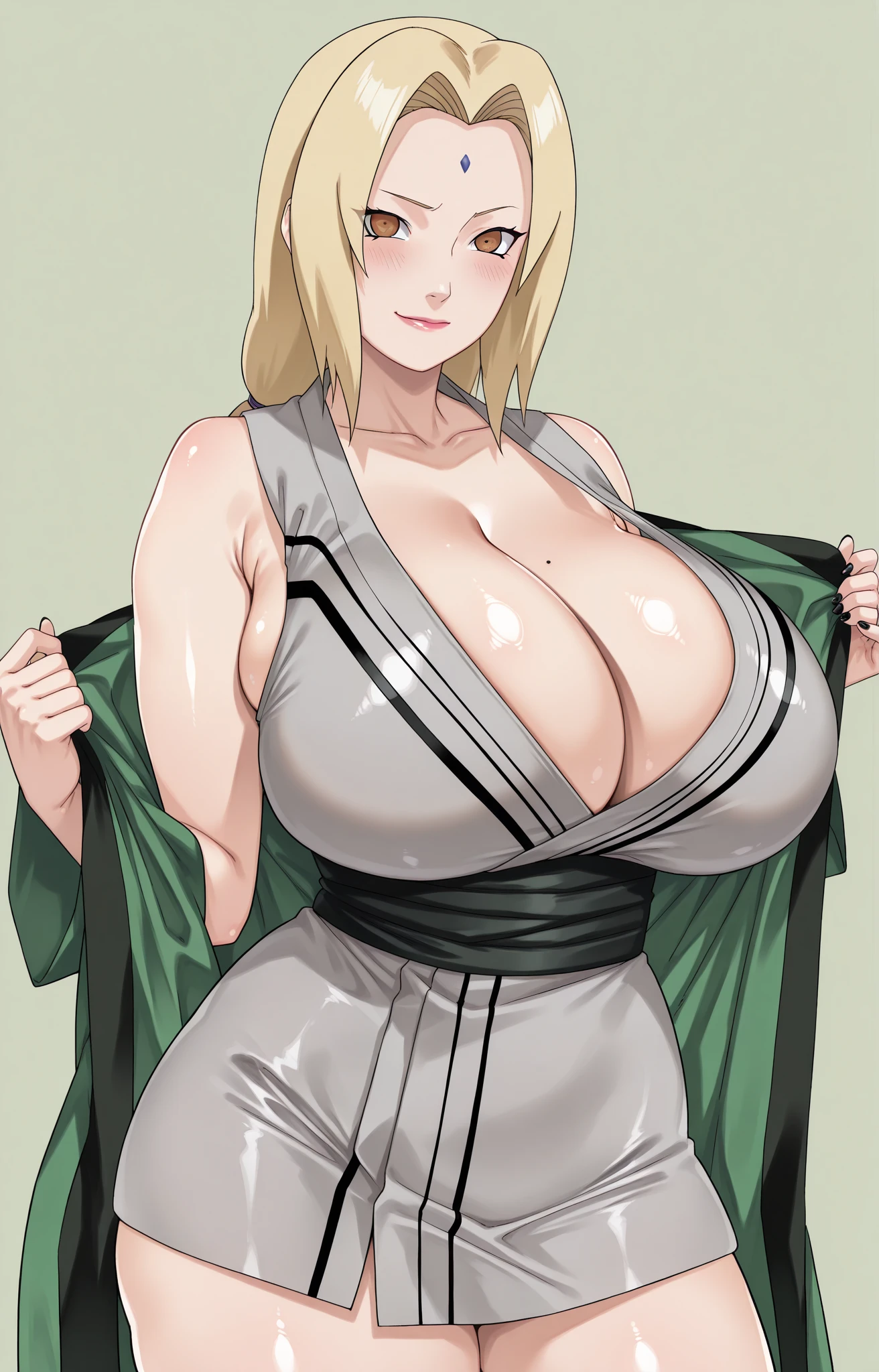 (masterpiece:1.4),best quality, 1girl, (huge breasts:1.3), curvy, hyperdetailed, adult, mature, woman, heart hair ornament, blush, thick lips,full body,
<lora:2ttsunade:1>,kimono, japanese clothes,bra