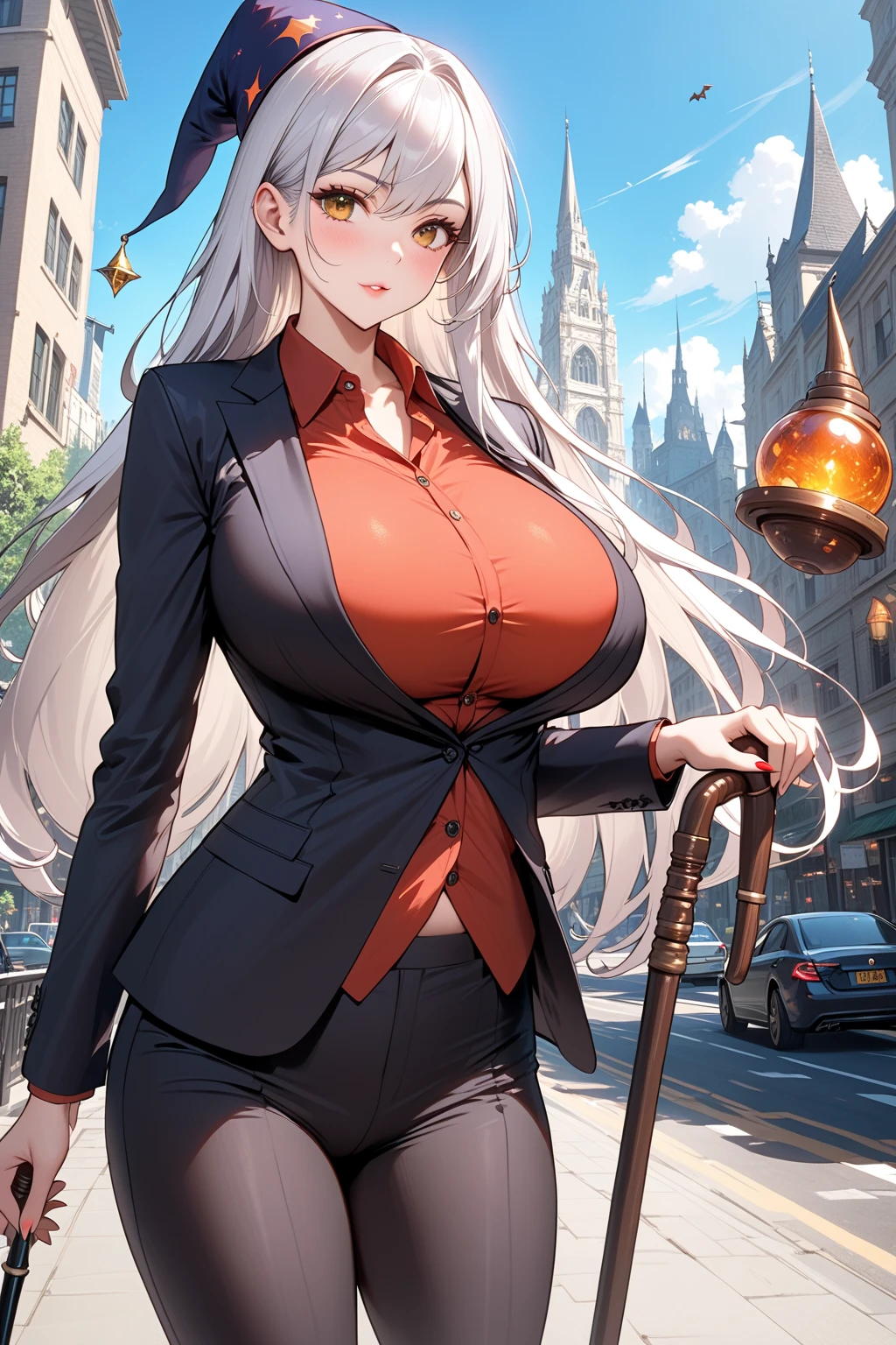 sfw, uploaded the e621, beautiful and detailed,woman (((female))) ((anthro)) wolf Lykaios, Ross Tran, by ruan jia, by zaush, by foxovh, lighting cinematic, seductor, wolf Lykaios, dark fur, thighighs, (huge chest) foxovh 1girls ai_generated masterpiece:1.2, best quality, realistic, (real picture, intricate details, depth of field), beautiful blonde woman, she has striking blue eyes, highly-detailed, perfect face, (huge breasts:1.5), (skindentation), thick thighs, wide hips, small waist, tall, (huge ass:1.2), blushing, sexy, Detailed body , (Detailed face:1.1), (perfect aig chest:1.3), thick eyelashes, long eyeslashes.Perfect dynamic composition, (gals:1.2), cleavage, Jewelry, earrings, Red jacket, Open your clothes, Tied shirt, tented shirt, Unbuttoned shirt, bra peek, Lace-trimmed bra, Belt bag, Belt bag, Pleated skirt, Lace-trimmed legwear, garter strap, See-through, hoop earrings, Gal, Evil smile, Seductive smile, blush, Pose Seductive, (Seductive smile:1.4), thick lips, Street, night sky 8k, 4K, masterpiece, Best Quality, Fantasy, Extremely detailed, Convoluted, Hyper Detailed, Detailed eyes, (Perfect face), Illustration, Soft lighting, (Specular lighting:1.2), Looking at Viewer, SFW,
