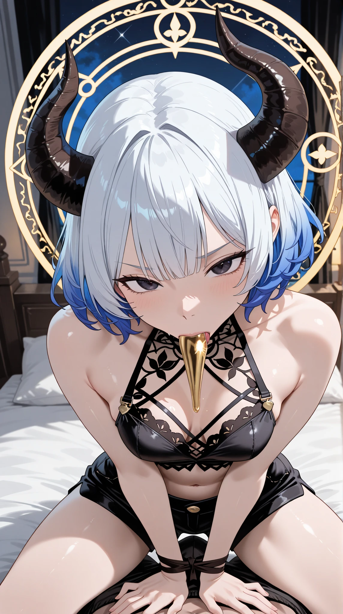 (Finest quality)),(超A high resolution),(ultra-detailliert),(Meticulous portrayal),((Best Anime)),(Finest works of art),sharpnes,Clair,Ultra-precise art,Contemporary art, (Devilish Beauty),Glamorous Body,thin-waist,a navel,((Seductive fashion)),a choker,Chain Accessories,piercings