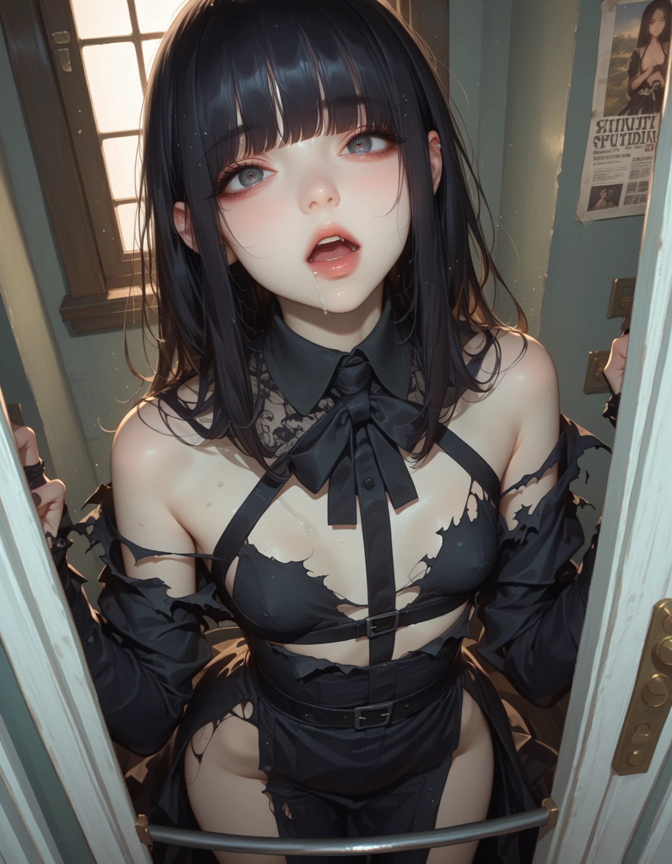 full bodyesbian、A dark-haired、Sheer clothes、