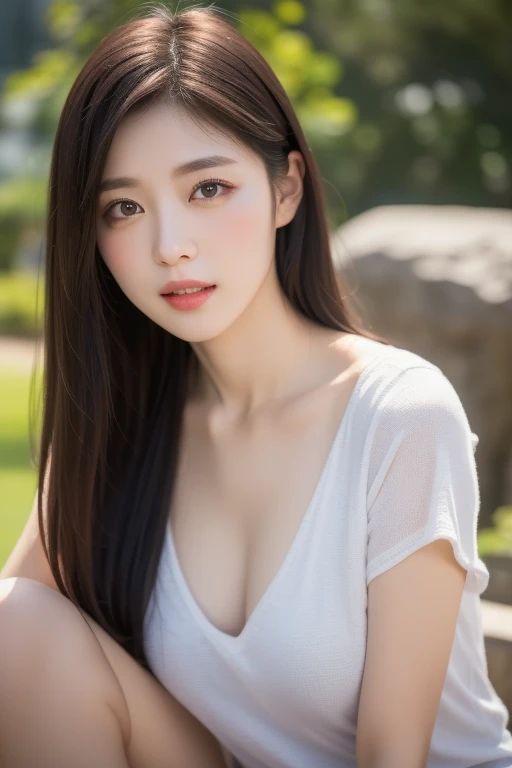 (masterpiece:1.3), (8k, Realistic, RAW Photos, Best image quality: 1.4), 、(Random Hairstyles:1.2)、Highly detailed face、Attention to detail、double eyelid、Sharp focus:1.2、Beautiful woman:1.4、Light brown hair、Highest quality、masterpiece、Ultra-high resolution、(Realistic:1.4)、Highly detailed and professional lighting、Brown Knight、thin、A sparkling smile、Long black hair、Deadly position、Beautiful Skin、Random Pause、Shiny Hair、Natural pose、Swimwear、Exposed cleavage