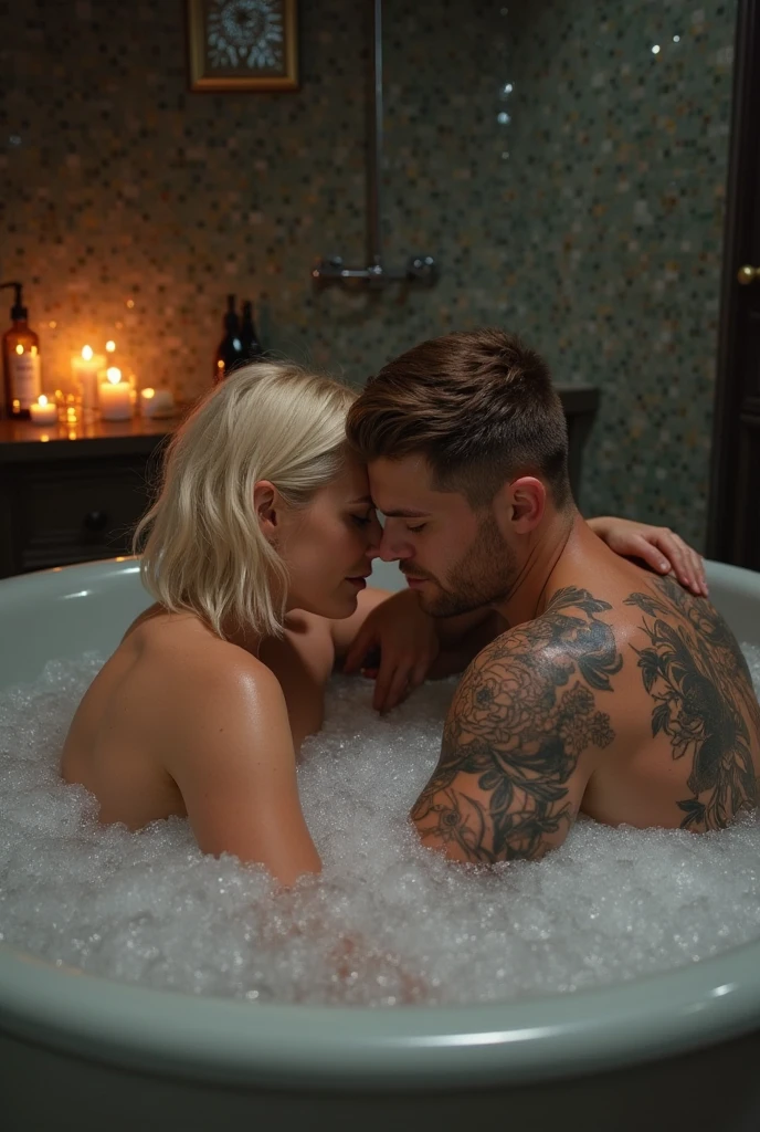 Bolsonaro kissing Lula in a candlelit jacuzzi