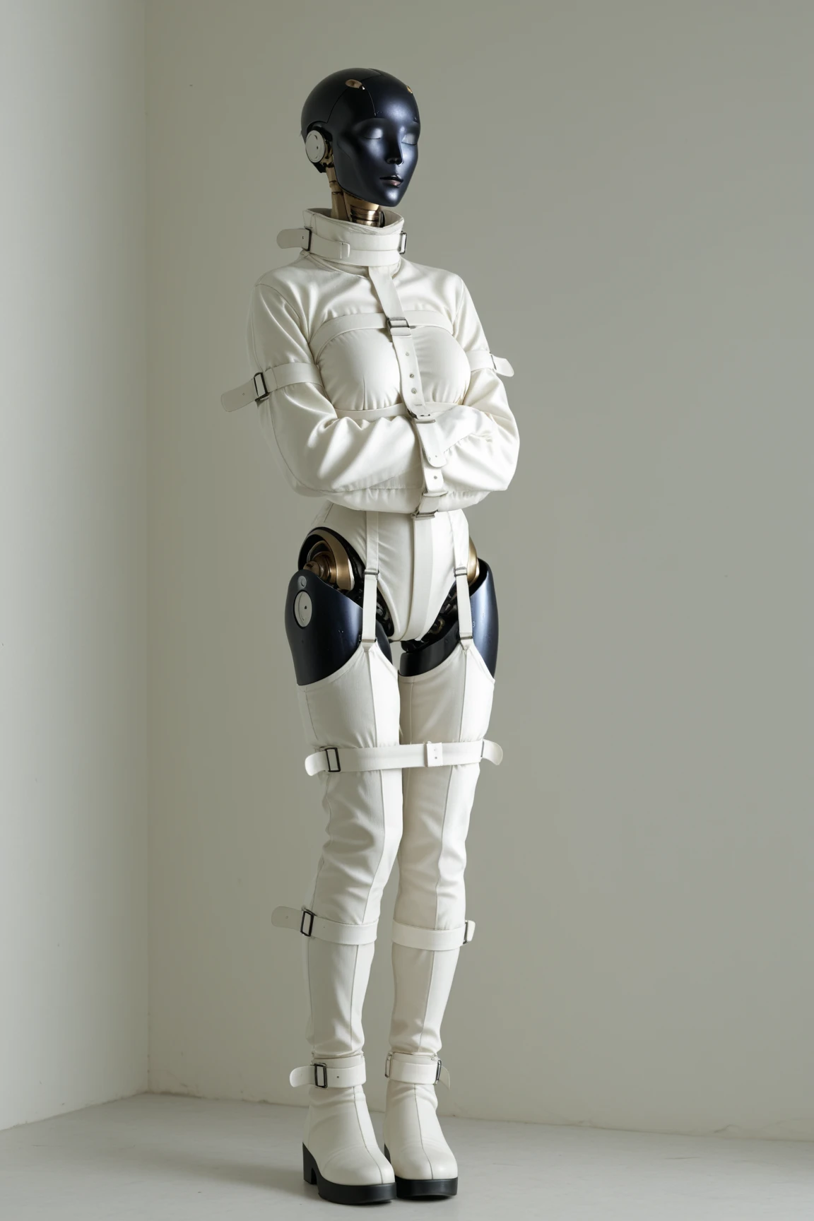 (white straitjacket, many straps, restrain arms, white padded cell) + actress Kathy Bates