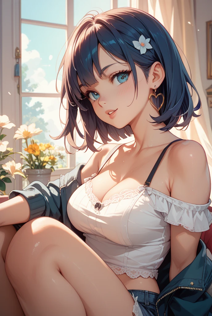 perfect body, sensual cleavage, medium breasts, white dress, sexy wedding dress, Ultra HD, 4k image, character view from above, best image quality, art press, 超高分辨率, (fidelity: 1.4), photoreal, 1 bride, light green globe eyes, eyelashes, beautiful pupil, shadows, slight blush, delicate facial features, reasonable facial features, bare shoulders exposed, waist exposed