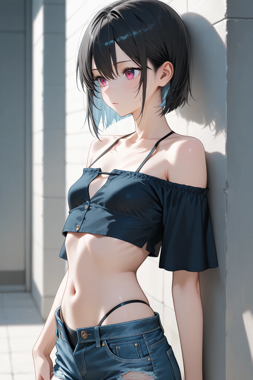  Iridescent arm parts, rainbow colors, prisms,Low - Angle、 Emerald green eyes、Part of the clothing is see-through、Cinematic angles、optical fiber、Connected Cord、Illuminated parts See-through parts、Cyberpunk cityscape, young woman with long black hair wearing an emerald green powered exosuit, standing in a contemplative pose amidst the neon-lit ruins, textured digital art with muted tones and subtle ambient noise, detailed and intricate illustration, dystopian and gritty yet beautiful, a glimmer of hope in the decay,Fish Girl in Sci-fi translucent mechanical bikini ++,The bikini is see-through and sparkly