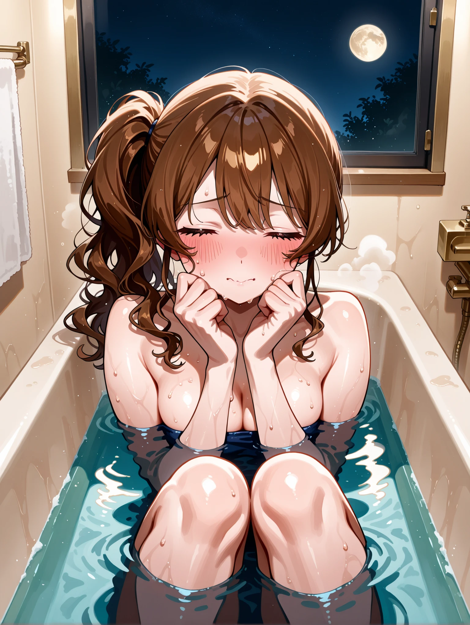 anime illustrated、Nasty Gal、take bath、Hotel bathroom、thick thighs、Colossal tits、Plump body、Expose nipple、fullnude、(exposing their genitals)、超A high resolution、Archaic Smile、Close-up of people