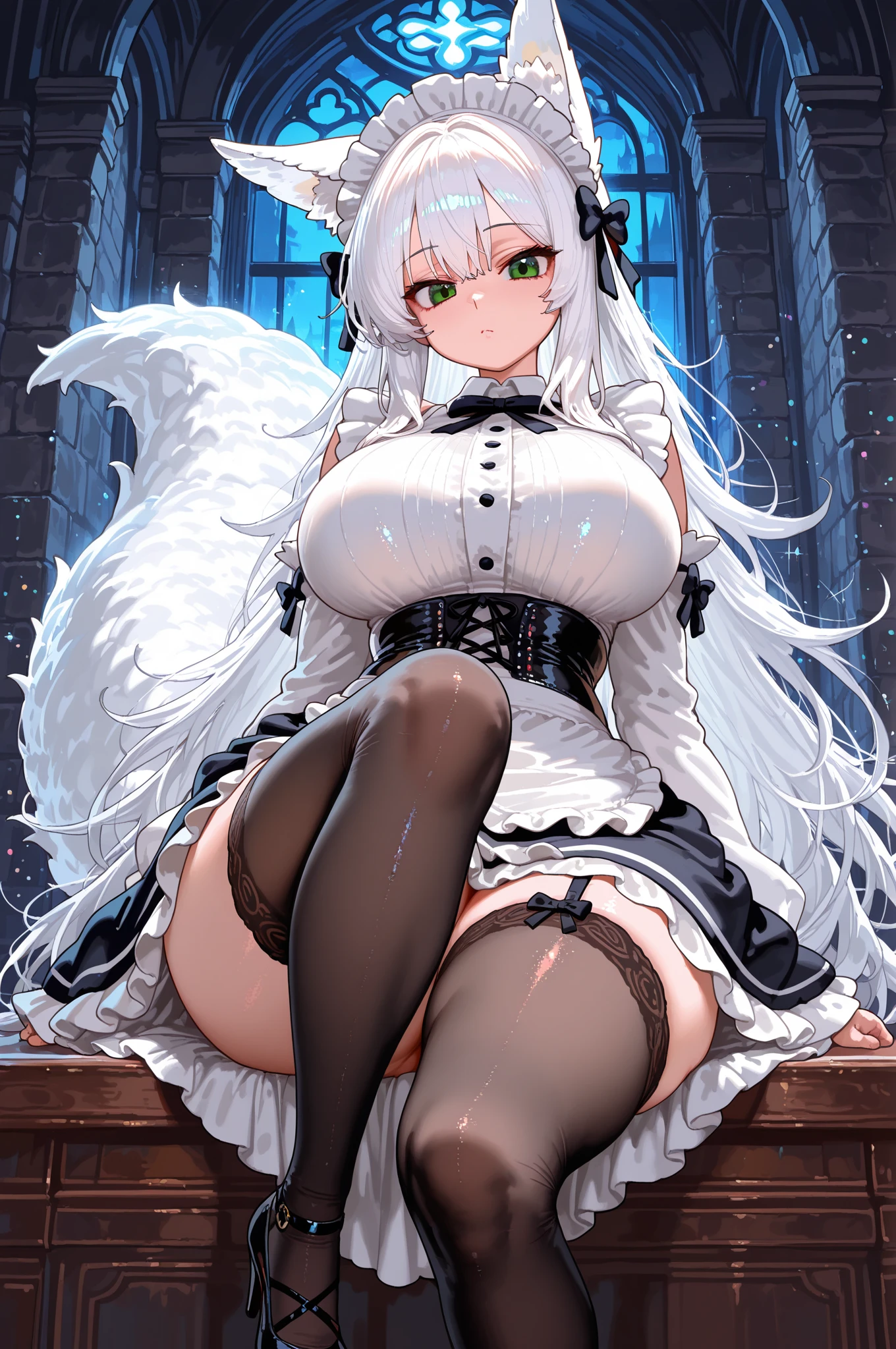 (Highest quality), (High resolution), (masterpiece), (Very detailed), Wolf Ear, Silver Hair, Long Hair, Bright Blue Eyes, One Girl, Silky skin, Shiny skin, Athletic build, blush, Heavy breathing, chest, Fully dressed in swimsuit, Front view, Perfect composition, (Bright saturation), Spread your legs wide apart, Push your hips forward, Lift your butt, Dripping love juice, Heart Pupil, Trembling with sexual climax, Heavy breathing
