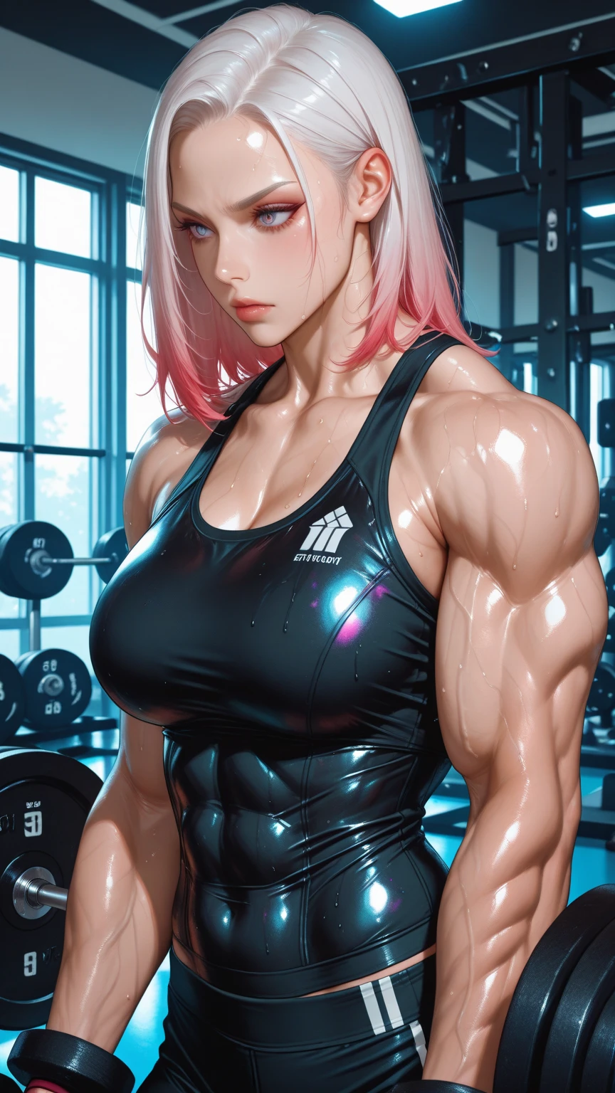 (best lighting) , (Extremely complex and detailed) , 4k unification, (Super detailed CG: 1.2) , (8k: 1.2),(The original), (masterpiece) , (best quality),(masterpiece:1.4),Anime-like high quality,(masterpiece),masterpiece, Super clear picture quality，clearer than，（delicate face）best quality, Ridiculous Easter Peace, 4k, 8k, Yes, high resolution))1个girl, female student，She is in the city of the future，cyberpunk characters，motorcyclist，Wear a helmet and headphones，Technology motorcycle，Ten strong abdominal muscles，stand up,exposed belly，Dense, raised veins on the arms，spring, Perfect body, Long silver hair, dynamic poses,legs exposed，Strong leg muscles ((bodybuilder:1.5)Cyberpunk style city，bustling，spacecraft(beautiful bass),(girl),(woman),(((Upper body:1)))(((Goddess of esports)))
