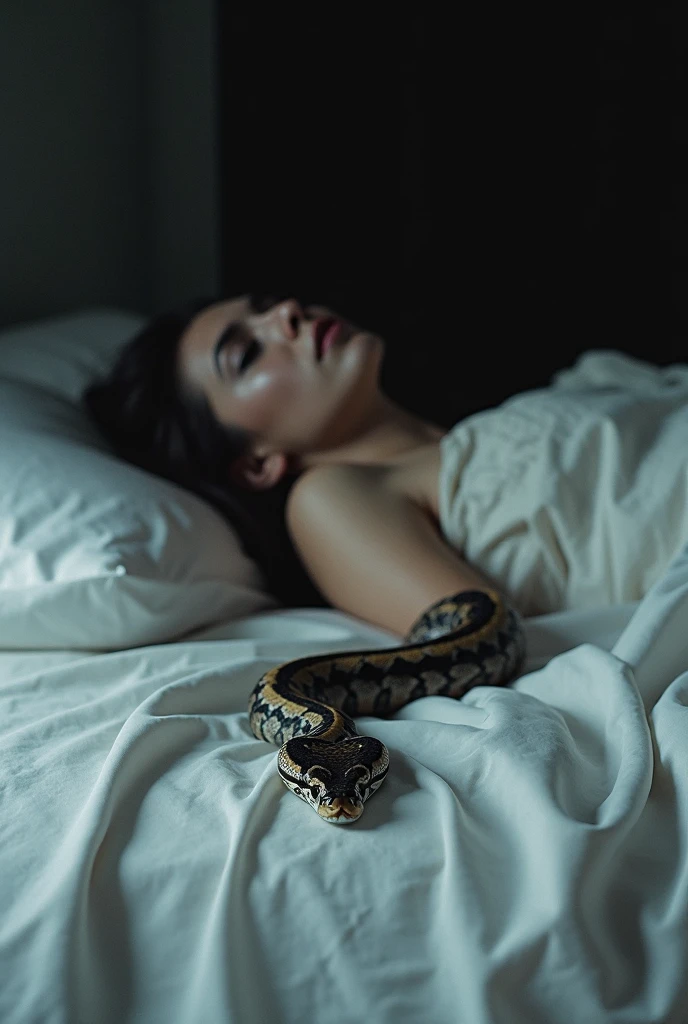 A woman was sleeping in bed when a snake entered her anus. 