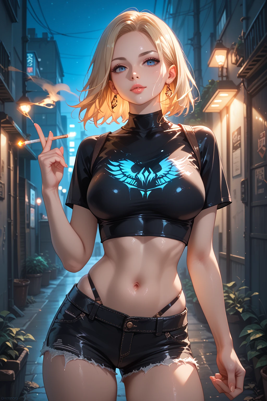 masterpiece, (Highest quality, Very detailed:1.4), (Ultra-high resolution:1.4), (Sharp focus:1.3), (Very detailed:1.3), masterpiece, Highest quality, One girl, alone, (Body painting:1.4), Street wall background, View your viewers, (F cup saggy breasts), photography lighting, model, Fair skin, painting on Fair skin, Large area Body painting, Flame costume themed Body painting, ((Chest painted:1.2)),Detailed nipples