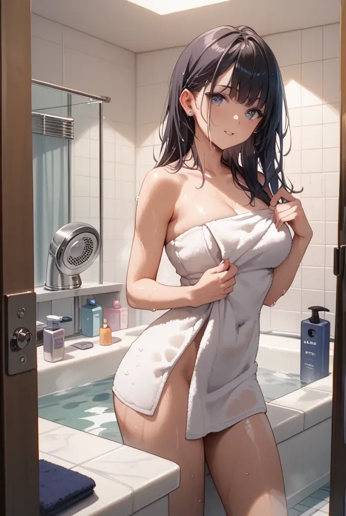 01 beautiful 15 year old Korean girl completely naked and sexy taking a shower, Full-body image, better resolution higher quality