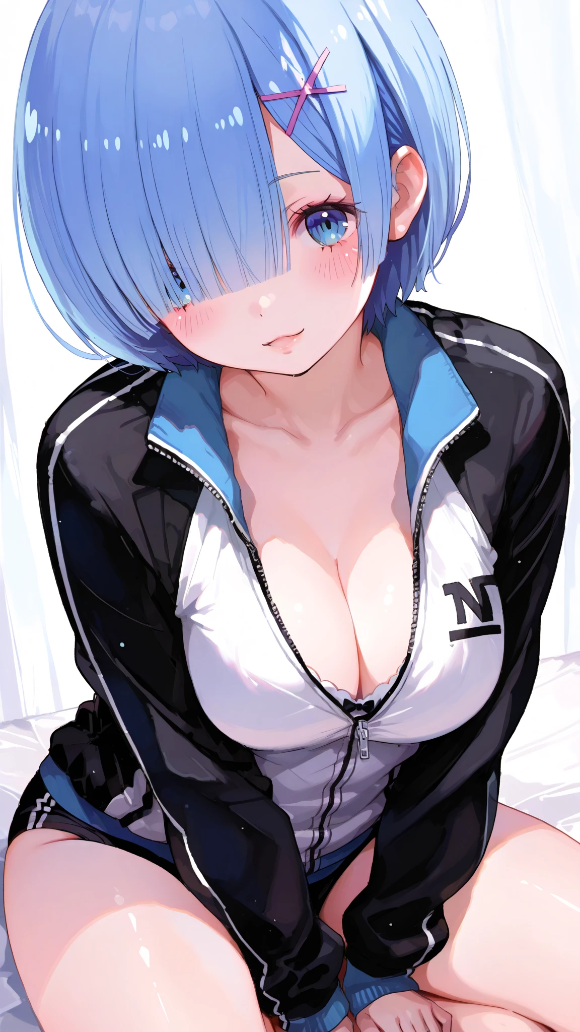 (AkiyamaYukari:1.25),

One Woman,

(Silver Hair:1.5),
(Short Hair,)Bobcut,

Late 30s,Natural skin texture,Narrow waist,Thin type,
(White Skin:1.9),low length,Japanese Girl,,
Black Eyes,Small breasts,Belly button,

((((Black cleavage-baring jacket)))),
(((Jeans pants:Lower to waist))),
((Black hip-hugger underwear:1.8+Raise to waist)),

((ID photo:1.8,Plain cerulean blue background:1.6,Capture your subject from the front)),
expression(anger),upright posture,Closed Mouth,narrowed eyes,blush,


Natural depiction,
Beautiful depiction,
Shiny eyes,
Healthy Body,
Natural hairstyle,
Natural body contours,
Natural facial contours,
(Five fingers)Absolute depiction,Symmetrical fingers,
Two arms,
Two legs,
Sharp eyelid depiction,
Symmetrical eyes,Symmetrical eyes,
Keep the subject in the center,Expand the upper body,
Beautiful image quality,
Delicate shades,
4K,Very detailed,
Delicate light adjustment,
Delicate contour drawing,