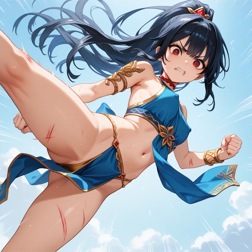 Cinematic, (masterpiece), (Highest quality), (Super detailed), so beautiful, figure, Perfect composition, Complex details, Absurd, Detailed face, (anime, masterpiece, Complex:1.3), (Highest quality, Texture, High detail:1.2), (4K),( Incredibly detailed:1.4), Small breasts, break ( Action Shots:1.2), Professional Perspective, One girl, alone, He has been betrayed, Side Ponytail, Long Hair, Have, tate eboshi, Feather hair ornament, Day本の鎧, Chest Curtain, belly button, Removable sleeves, Asymmetric sleeves, White sleeves, Purple sleeves, Pom-pom (Clothes), Tassel, One-handed gloves, One-legged pants,( Showing nipples:1.3),( Show your chest), break ( Battle Scenes:1.4),( Embarrassing. spike:1.2), blush, Highly detailed background, Day,( Beach:1.2),( Action pose, Combat pose:1.4) Nipples visible、no panties、between legs見える、Real　Pussy、between legs　semen　Overflowing、Thighs　follow　semen、