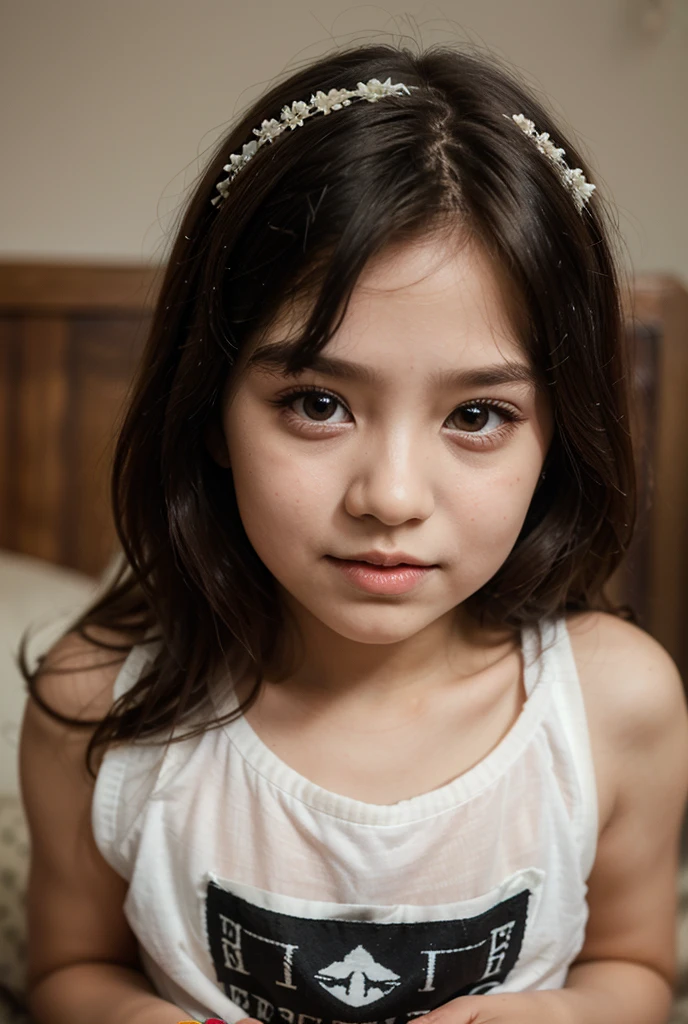 ((STRADDLING)), (Wearing Swimsuit), (((AFRO STYLE HAIR ))), masutepiece, High quality, UHD 32K, Realistic face, Realistic skin feeling , A Malay Lady, 8 years old, , Very cute and baby-like face, (((FLAT CHEST))), (MATRIX WORLD), ((look In front at the camera and SADNESS)), ((())), (((CUTE GIRL))), ((WHITE LIPS)), ((WHITE PEACH)), ((CHUBBY)), (undress).