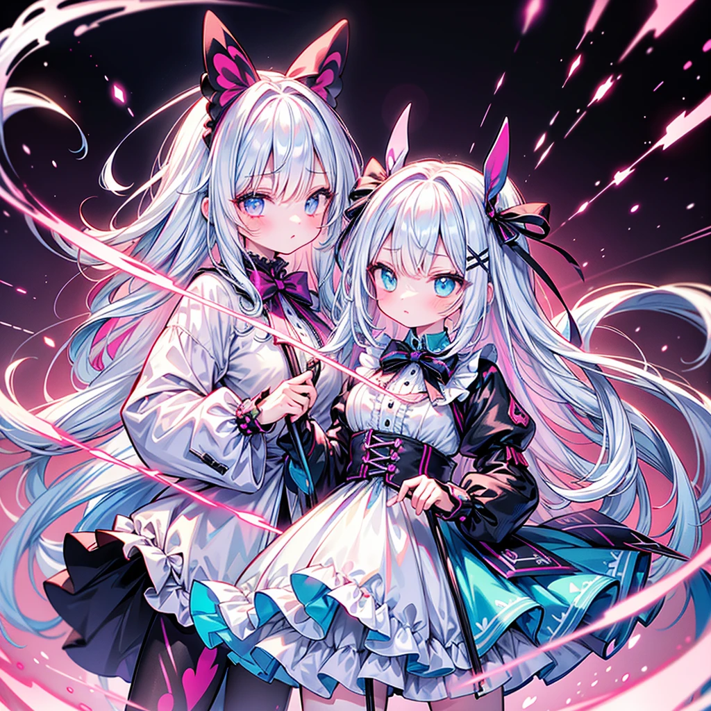 (Two Girls,8ｋdetailed;1.5,8ｋResolution;1.5), ((Christmas:1.2,Santa Costume:1.2)){{{Sparkling Eyes:1.25, Heart-shaped pupils:1.3,Glasses:1.3}}}),((Half Blue、Half pink hair,Shiny Hair,Shiny Hair)), (Heterochromia iridis), (Optical focus , Warm light gradient,Bright light gradient , Lens flare, fluffy, about, dream-like), ((Tabletop, Highest quality, beautifully、aesthetic)), {{{Best lighting, Very delicate and beautiful,Cinematic Light}}}, (Subtle details,Hyper Detail, 複雑なdetailed)