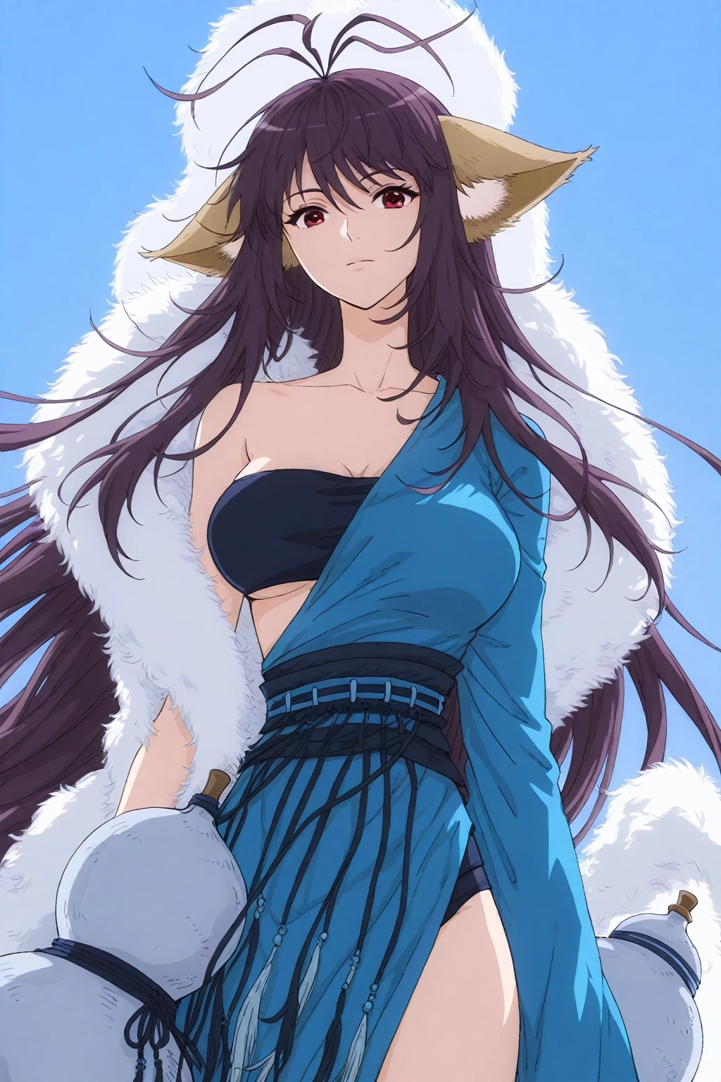 1girl, solo,saga,(((swimsuit))),underwear, seaside, ocean,dog ears, bare shoulders,