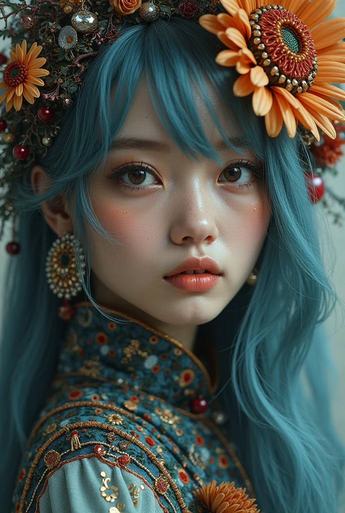 official art, unity 8k wallpaper, ultra detailed, beautiful and aesthetic, masterpiece, best quality,(close up, face focus:1.2), (zentangle, mandala, tangle, entangle), (fractal art:1.3) , 1girl, half-closed eyes, extremely detailed, dynamic angle, cowboyshot, the most beautiful form of chaos, elegant, a brutalist designed, vivid colours, romanticism, by james jean, roby dwi antono, ross tran, francis bacon, michal mraz, adrian ghenie, petra cortright, gerhard richter, takato yamamoto, ashley wood, atmospheric, ecstasy of musical notes, streaming musical notes visible, <lora:FashionMagazineStyle_v10:0.8> <lora:filmgirlFilmGrain_v40:0.8>