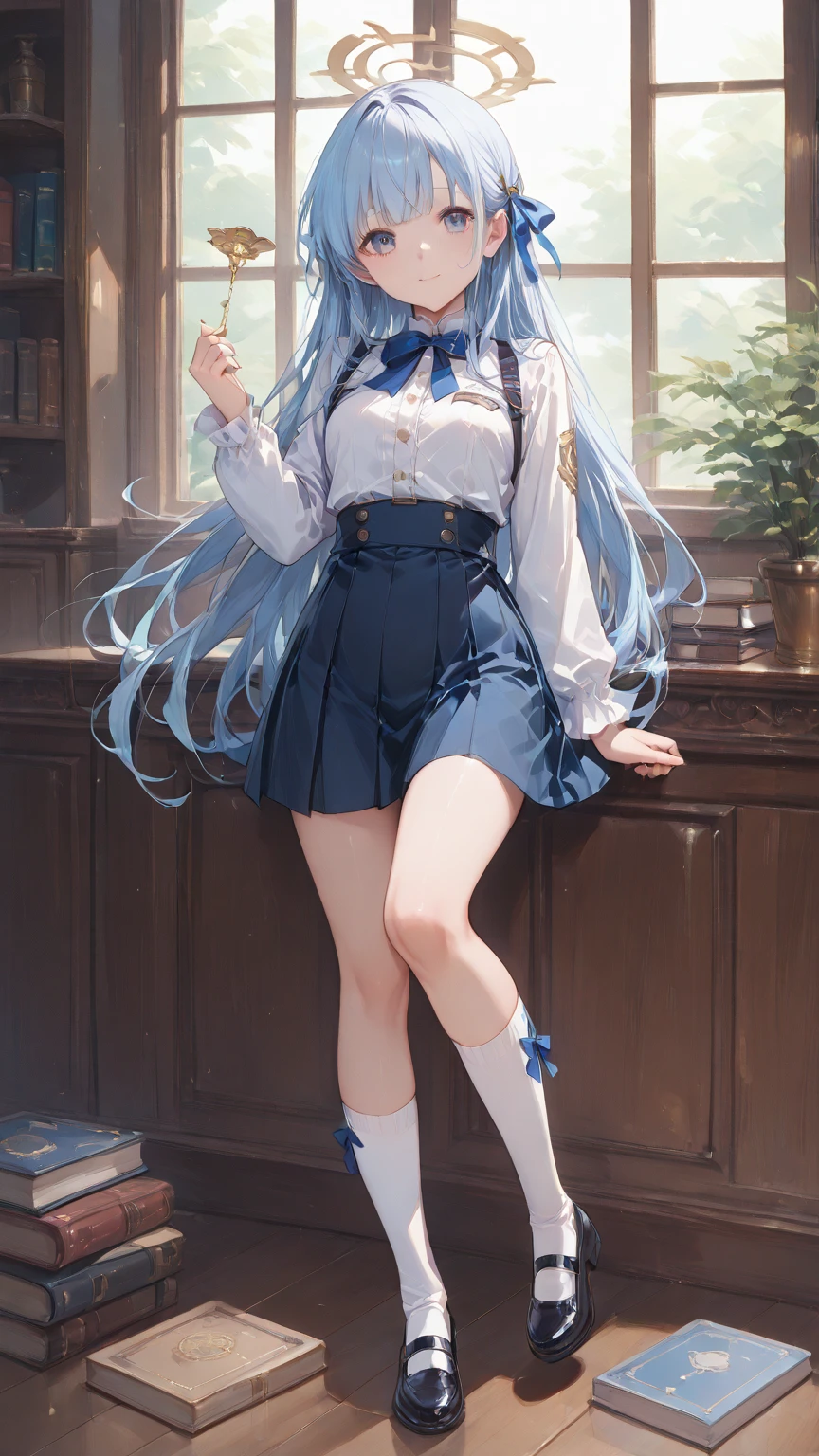 Masterpiece level, highest quality, little loli, white sailor suit, small leather shoes, double ponytail, seated, full body, ((cute), sexy, long blue hair, large, ultra-see-through, (thighband pantyhose, white pantyhose: 1.3), miniskirt, (textured skin, anatomically correct, masterpiece, UHD, ccurate, high details, super detail, high quality, best quality, highres, 1080P)),outdoors,(,Skin Radiance,Skin Quality:1.6)(14 years old), (Loli), (Fair Skin, (Beautiful Girl: 1.5), (Skin Quality: 1.5), ( Glossy Skin: 1.3), (Beautiful Girl), (Superb Body), Short Hair, (Straight Hair), (Blue Hair)), Hair with Beautiful Details, [Blur]