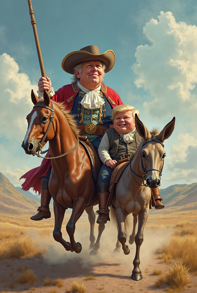 Baby Adolph hitler as a cowboy, riding a Pygmy pony, concept art, 4k, steampunk