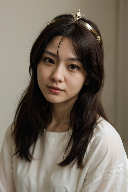 Black hair, brown eyes, white skin, fine facial features, 50 years old, Korean woman, detailed, reality.