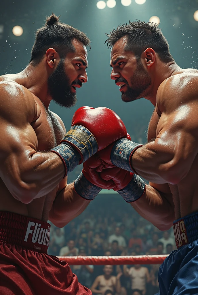 A barber and a fighter performing a handshake, they just negotiated and reached a deal.