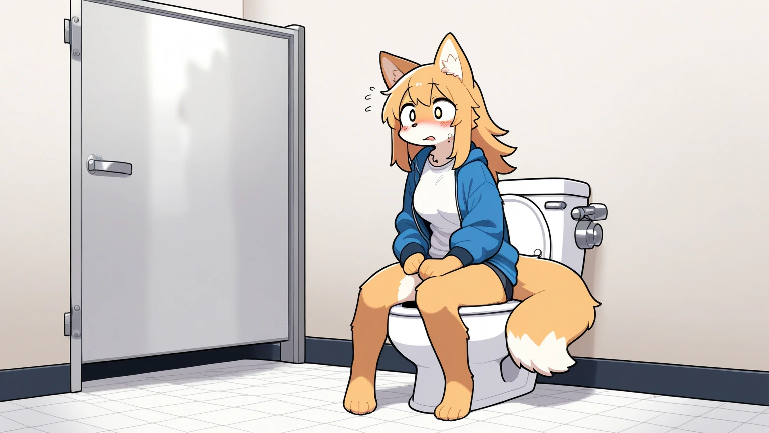 Furry, open diaper, pee