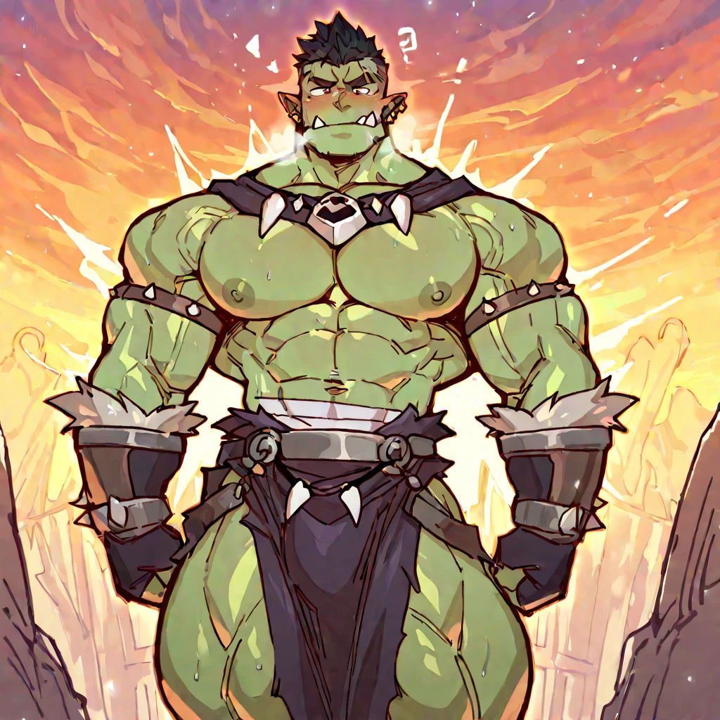 (Cat Orc:2.0),(Gray fur:2.0),(Golden Eyes:1.7),(Shota:1.9),(male:1.8),(arms:In the right hand is a huge gear-shaped key.:2.0),(The key is inlaid with an emerald gem that glows green.:1.2),(Abdominal muscles:1.4),(Crows fly:0.6),(casual pants:1.6),(earrings:1.6),(rivet:1.7),Ambient Light,Side Light,