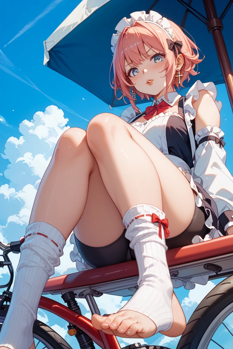 (score_9, score_8_up, score_7_up), 1girl, fuxuan, crossed legs, barefoot, from below, 