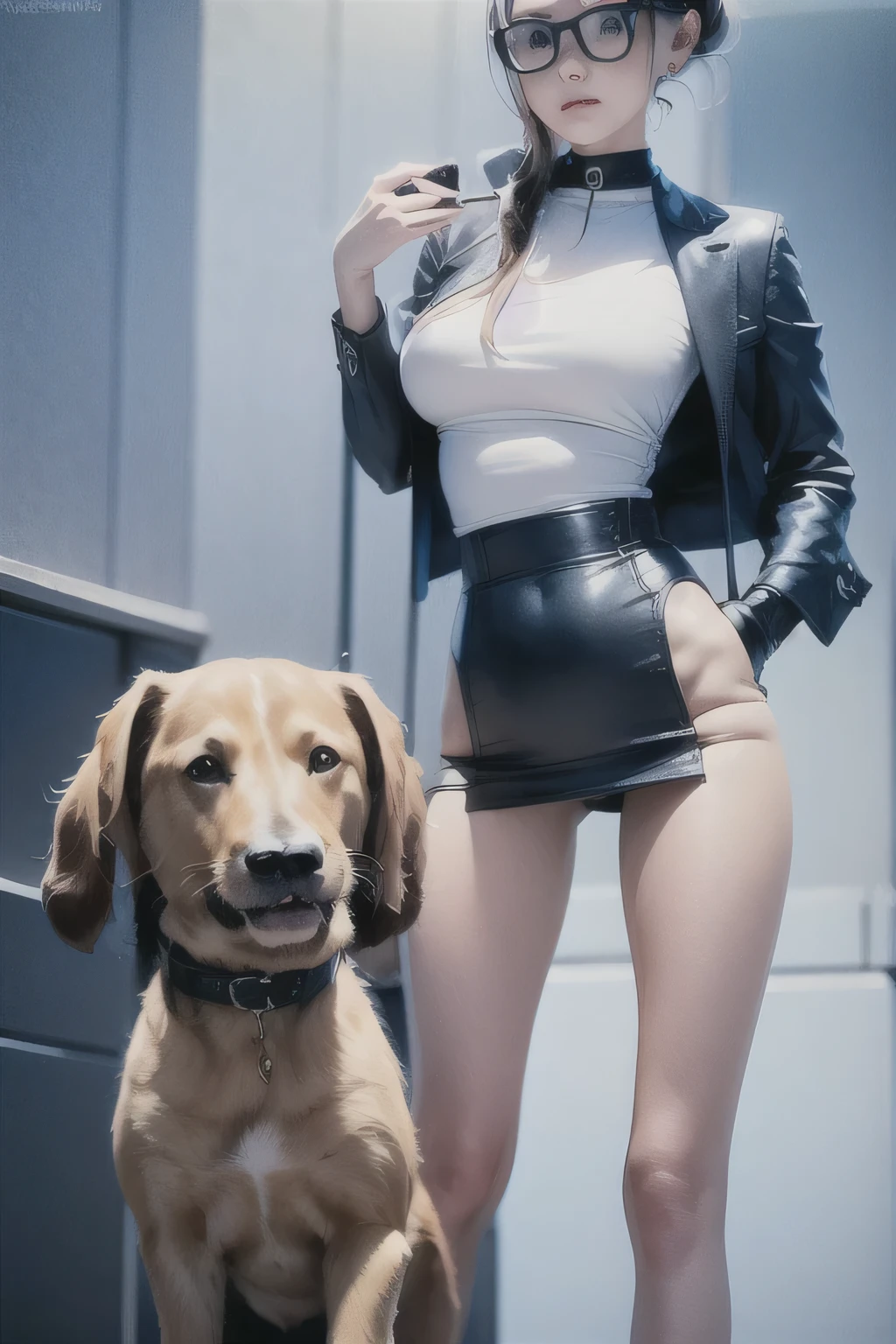 Masterpiece, Best Quality, (Realistic, Photo Realistic: 1.37), 8K, An Extremely Delicate and Beautiful, Amazing, Fine Detail, Official Art, Absurd, Incredibly Absurd, Huge File Size, Ultra Detailed, Extremely Detailed, Beautiful Meticulous Girl, 1 Girl, (Perfect Female Figure), Full Body, Short Skirt, Long Legs,