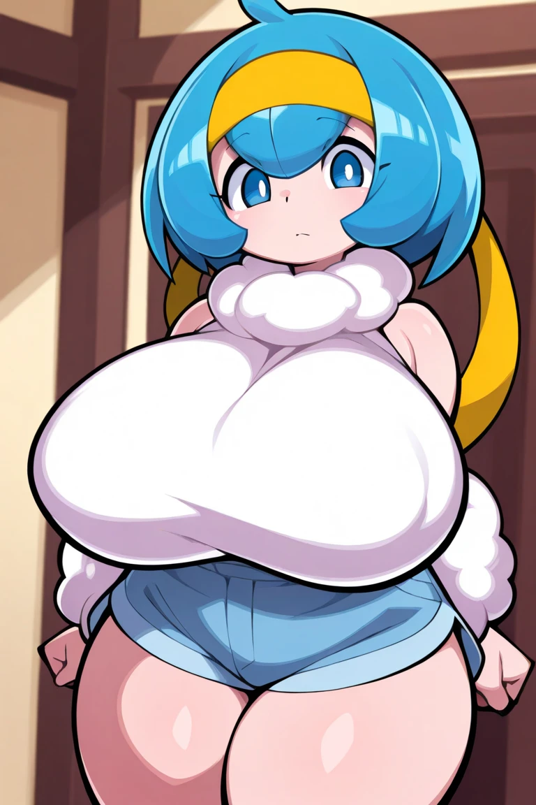 an enchanting woman,Wearing white bra, butt toward viewer, bulging diaper, huge diaper, diaper growing bigger and bigger, holding her growing diaper, diaper puffing up like a balloon about to explode, diaper so fat and full and lumpy, diaper massive, diaper filling up whole screen, sitting on giant puffy diaper like a cloud