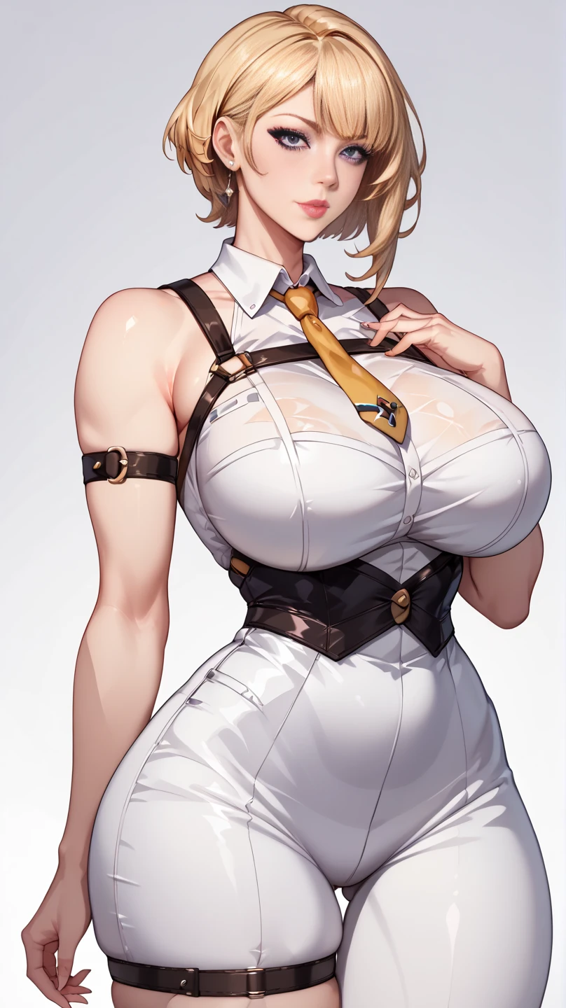 ((Beautiful Beautiful Girl)),light pink big eyes, 1 and slender woman, degree々big breasts, ((light beige brown hair)),((Loose braided short bob hair,)),In 8K, top quality, (highly detailed head: 1.0), (very detailed face: 1.0), (highly detailed hair: 1.0),((Sideless black Uniform)), Detailed official artwork, clean detailed anime art,((shy and shy face)),(Womb heart Tattoo )