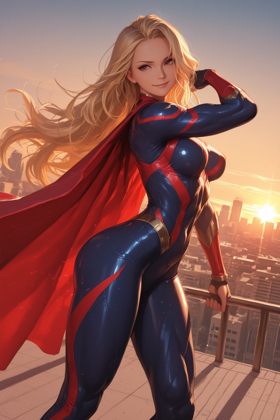 Android 18, (obra-prima, 4K分辨率, ultrarrealista |, muito detalhado), (white superhero theme, carismatic, There's a girl at the top of town, vestindo traje de Homem-Aranha, She's a superhero), [ ((25 anos), (Longos cabelos loiros curtos:1.2), corpo inteiro, (olhos azuis:1.2), ((pose do Homem-Aranha),demonstration of strength, jump from one building to another), ((ambiente urbano arenoso):0.8)| (paisagem urbana, in the nighttime, dynamic lights), (pegue a chave))] # Explanation: The Prompt mainly describes a 4K painting of ultra-high definition, muito realista, muito detalhada. It shows a superheroine at the top of the city, vestindo um traje do Homem-Aranha. The theme in the painting is a white superhero theme, a protagonista feminina tem longos cabelos brancos, is 25 years old and her entire body is shown in the painting. In terms of portraying the actions of superheroines, spiders are employed