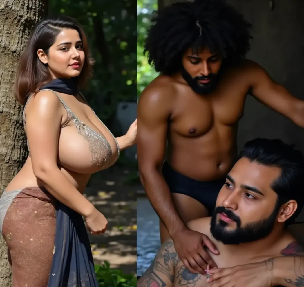 Day scene, full body photo of a plus sized 23 year old indian with a man from top view, (Masterpiece, Best Quality, High Resolution), jungle scene, (cum Splash on her blouse and face, cum Splash on her breasts and puzzy, Splash of cum, cum Splash on her gown, cum Splash on her eys), Sweet 35 year old very beautiful South indian teacher walking through jungle ( both legs spreaded to both sides) surrounded with a group of naked men, hour glass body red lips, naked, lightly makeup,ultra realistic, realistic, look at viewer (cinematic:1.3), intricate details, 