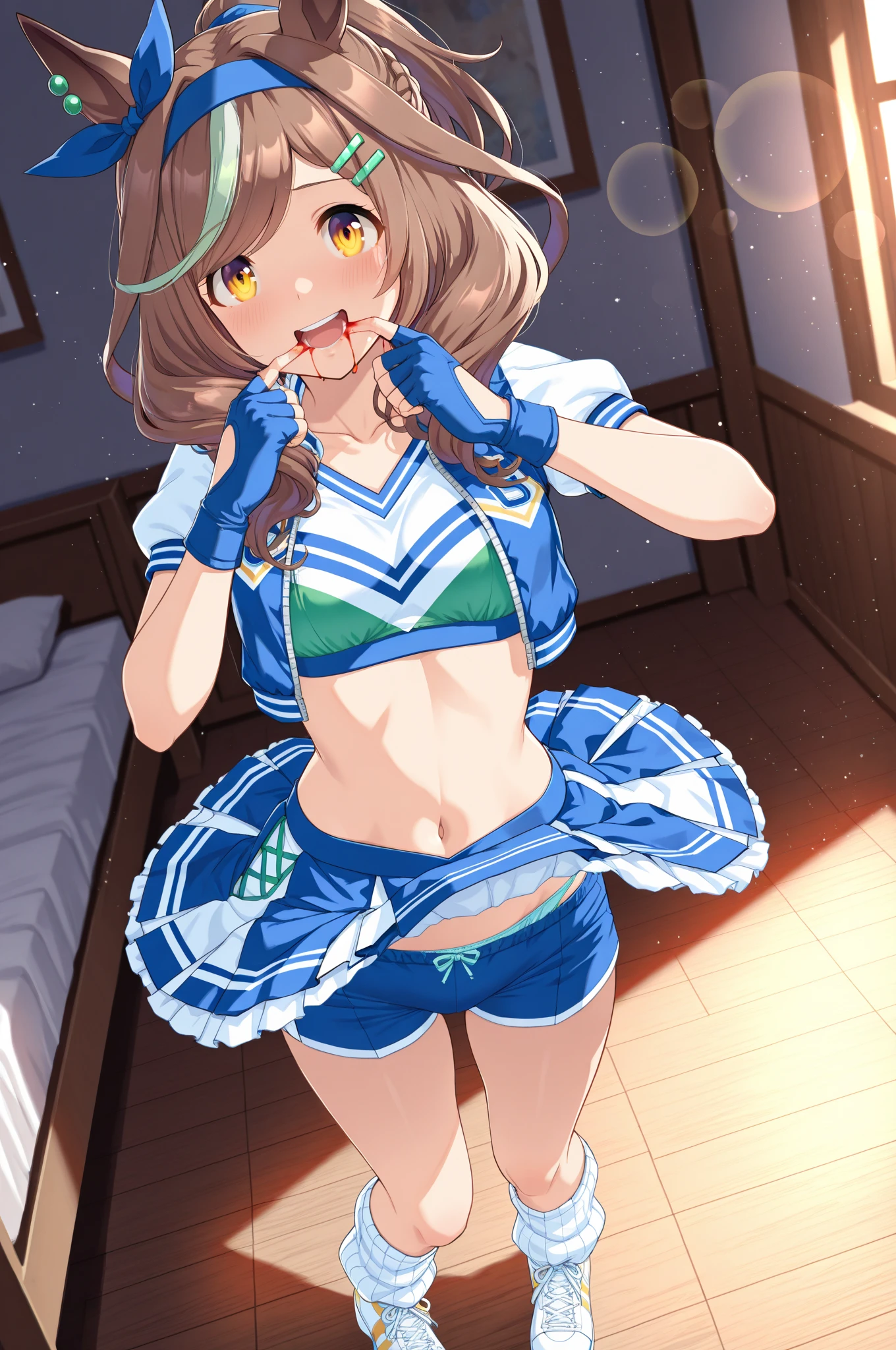 (((sexual position blowjob))),(((blowjob))),(((having fellatio))), (((two girls))),delicate and cute girls with brown hair,((cheerleading uniform)),(((tennis  uniform))),(((cheergirls dress))),(tcheerleader)))、16years、Super8K Ultra High Definition、Delicate texture、 Medium Hair、flat chest、(((pleated mini skirt)))、(((Wear a cheergirls wear )))、,Plain clothes,spreading her legs,exposed panties,nsfw,middle breast,(((in car))),(((spreading legs open wide with knees bent,creating the shape of the letter M))),(((detailed race  panties))),Wearing  panties、),penis licker,(((blue taste cheergirls uniform))),showing armpit