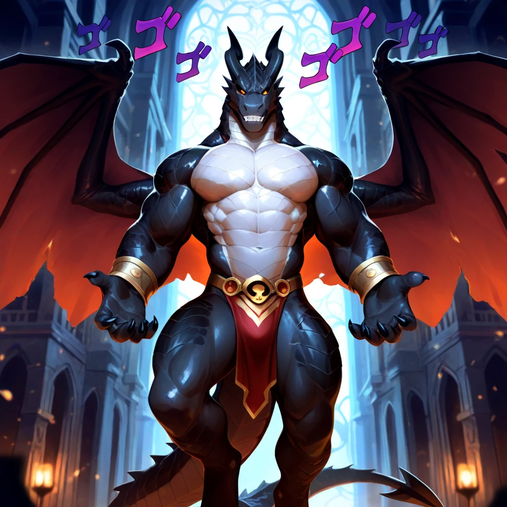 Mega Charizard X　Thin macho　dark blueを
priest clothin　one person　Roll up your clothes to show off your abs

