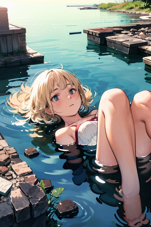 (masterpiece, Highest quality:1.2), 1 Girl, alone,Eyes open,Are you having fun,Tropical atmosphere,Ocean,Taking a bath
