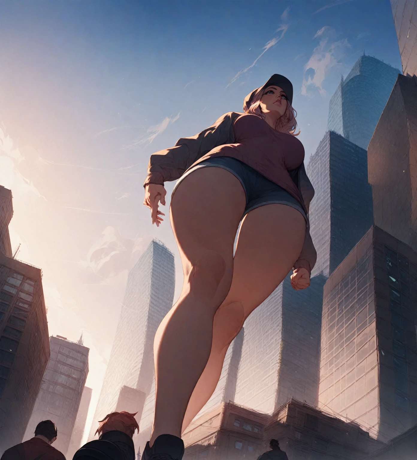 There is a woman standing on the street with her feet on the ground, a man's hind legs and sneakers, a highly detailed shot of a giantess, a photo of a human foot, a giantess, a photo of sneakers, an extremely detailed shot of a giantess standing on a city street, standing on the street, a picture of a giantess, feet taking your POV, a macro giantess stepping on a city, anime realistic style, black tights, a large number of iterations of image processing --auto --s2