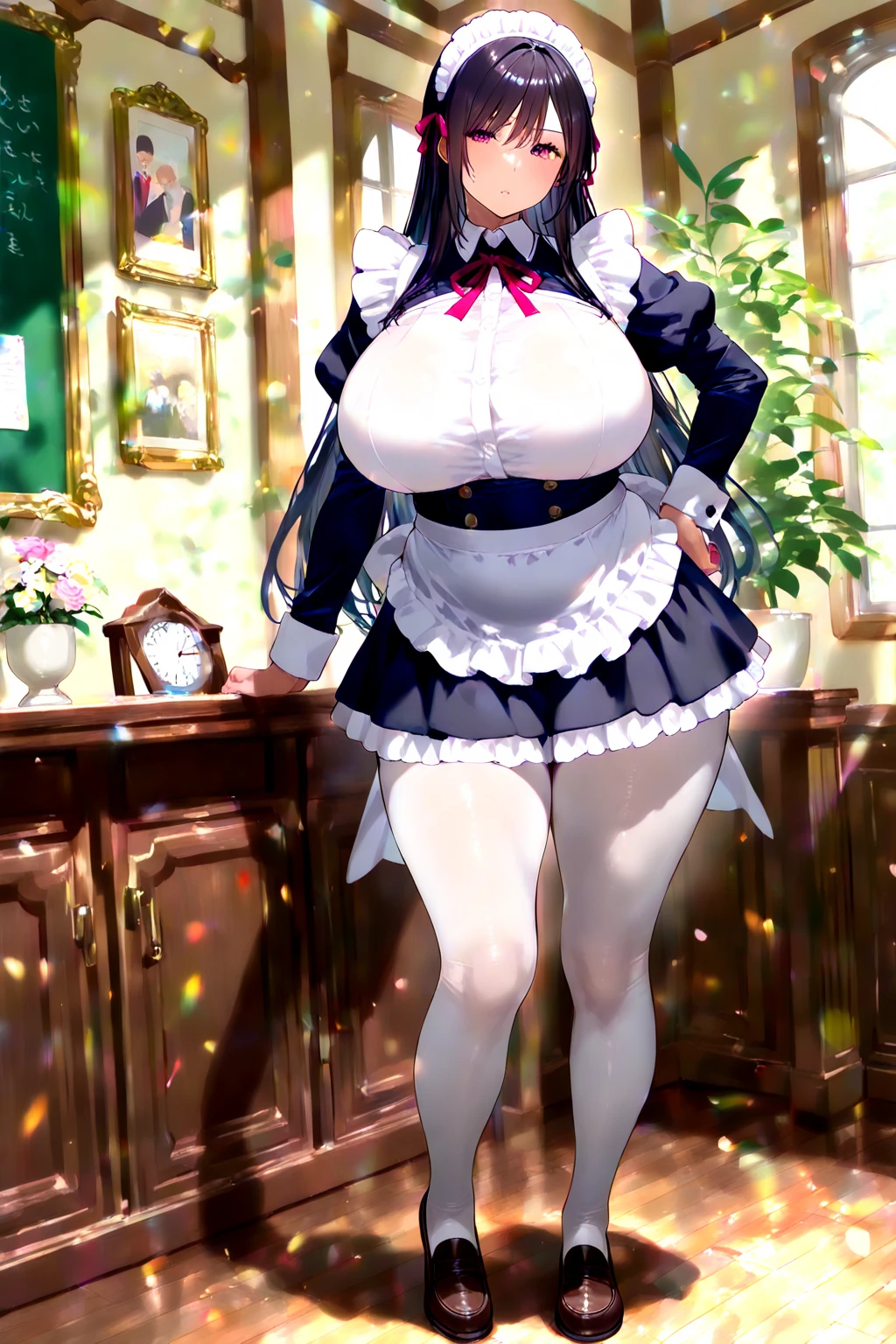(masterpiece, best quality), best quality, (ultra-detailed), (3heads:1.4), 1girl, (shameimaru aya:1.3), masterpiece, best quality, white top, crop top, ((stomach)), midriff, ((groin)), naval, black skirt, normal ears, shackles, brown hair, very long hair, wavy hair, sidelocks, red eyes, parted lips, single horn, sweat, cute, toned belly, hand on own chest, eyelashes, (24 year old woman:1.3), (masterpiece:1.5), (best quality:1.5), (beautiful detailed extremely detailed CG, extremely delicate and beautiful, depth of field, (finely detailed face), (perfect details:1.3), (mature female:1.3), wide pelvis, slender, large veiny breast, 8k resolution, very high quality, very high definition, extremely detailed, masterpiece, black hair, long hair, alluring presence, braid, short skirt, close up, big tits, young, bird wings, black ribbon,
