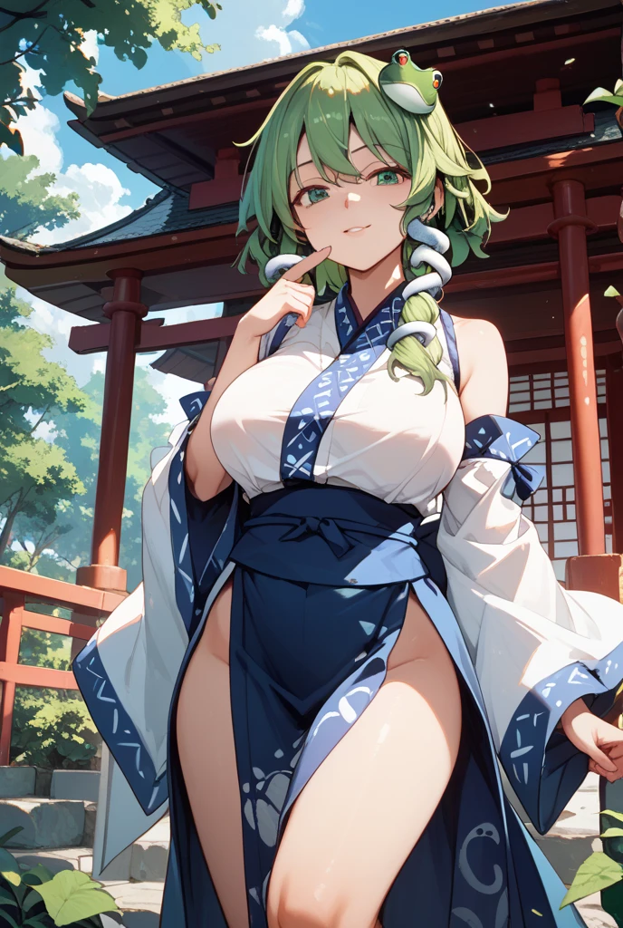 Masterpiece, kuki shinobu, dark green hair, genshin impact, Hot, busty, medium breasts, home, posing, thighs, sexy, wet,