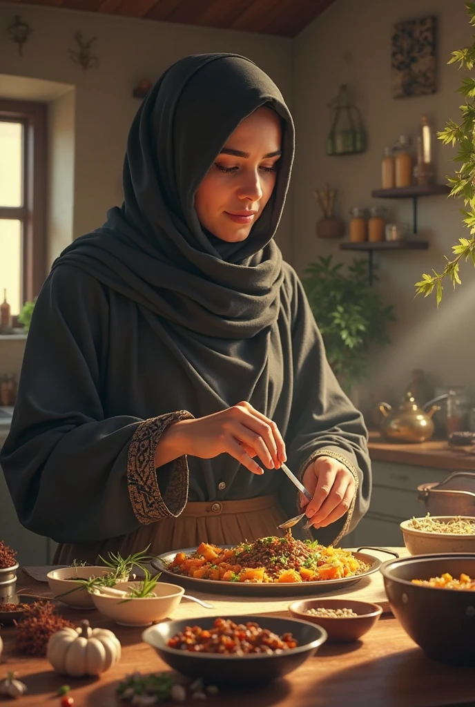 Beutiful, muslim women , making food