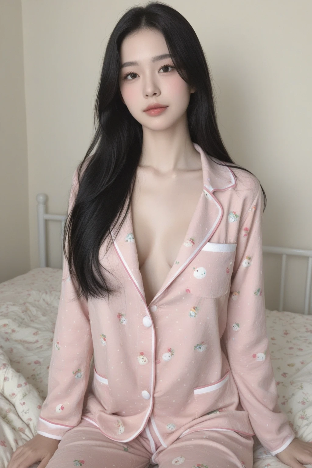 hightquality、masterpiece、ultra res、a beauty girl、Beautiful girl face、cute girl face、s Pajamas、wearing pajamas、full bodyesbian、Famous actresses of Japan、very beautiful face、Nipples are sticking out of pajamas