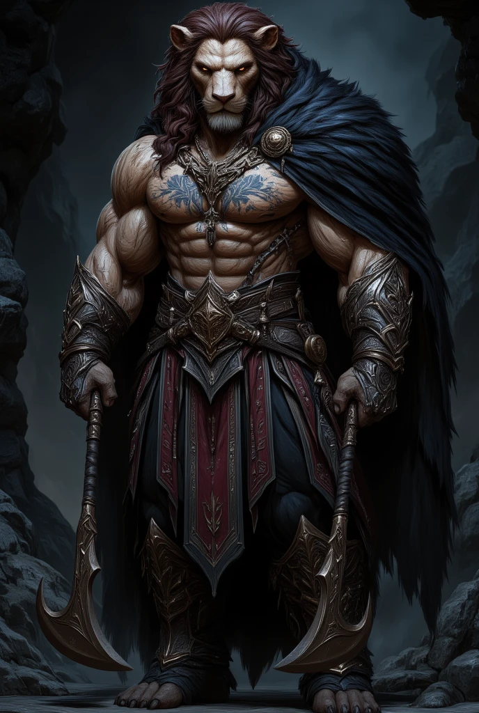 Barbarian wearing a metal helemt and armor standing in front of a simple background in the style of D14bl0