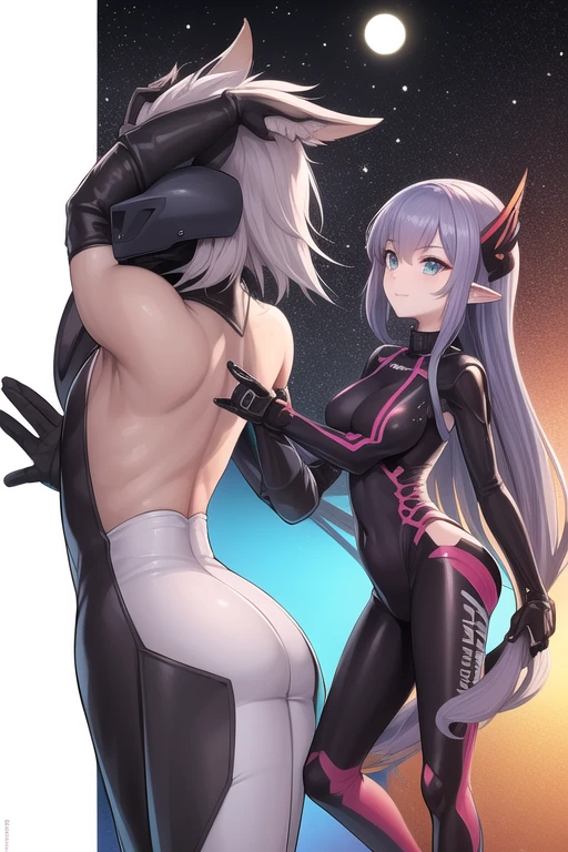 sensual、((Blonde wavy long hair))、thick thighs、8k、4k、highest quality、(High resolution:1.7)、Cute anime face、noise reduction、((shining blue eyes、orgasm face、sexual climax))、(nsfw:1.5)、(muscle:1.5)、(SFW giant body:1.6)、penis、group sex, spitroast, fellatio, oral, sex, threesome, 2boys, sex from behind, mmf threesome, double penetration, bent over, standing, from side
