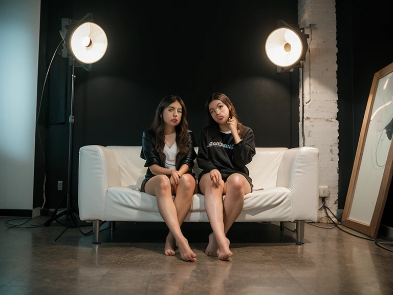 there is a woman sitting on a table with a black shirt, sitting on a table, wearing black tshirt, crossed legs, thick legs, sitting on the table, thick thighs, wearing in black clothes, wearing a black tshirt, she is wearing a black dress, sexy look, with straight black hair, on her throne, wearing a black t-shirt, black outfit