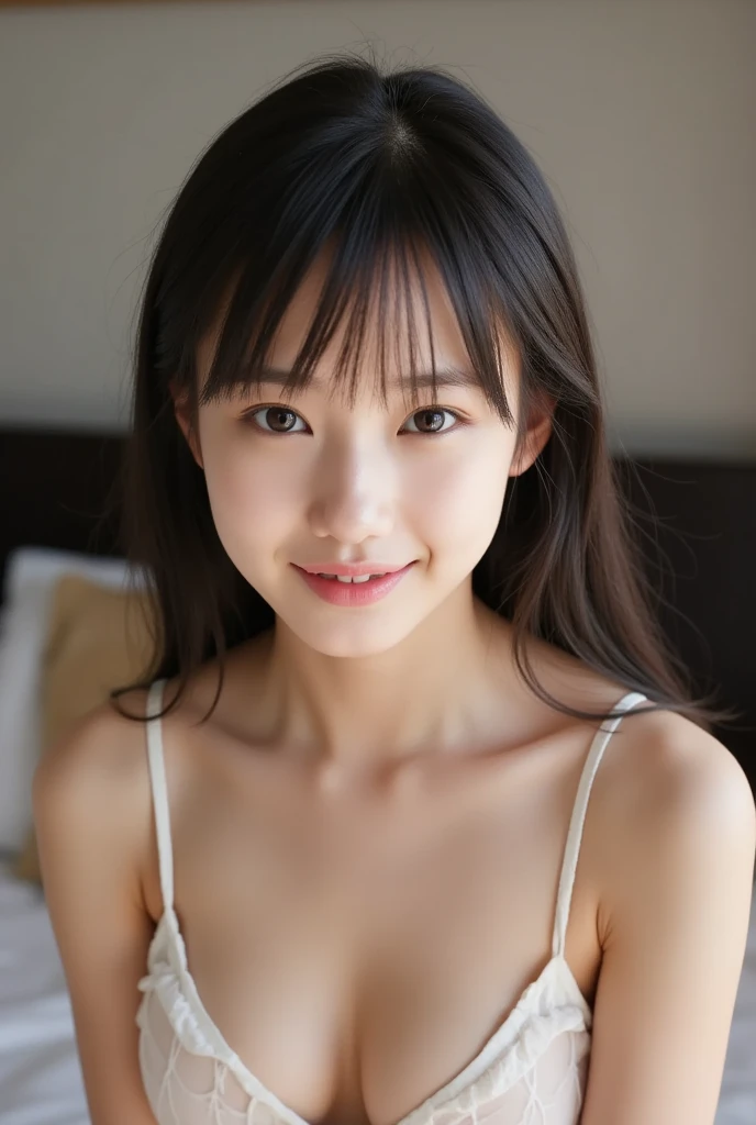 (In 8K、Highest quality、masterpiece:1.2)、(Realistic、Photorealistic:1.37)、Ultra-detailed、1 Girl、cute、alone、night、smile、(Open your mouth:1.15)、huge 、Beautiful and beautiful eyes、adult、Amorous、Gloss、She looks